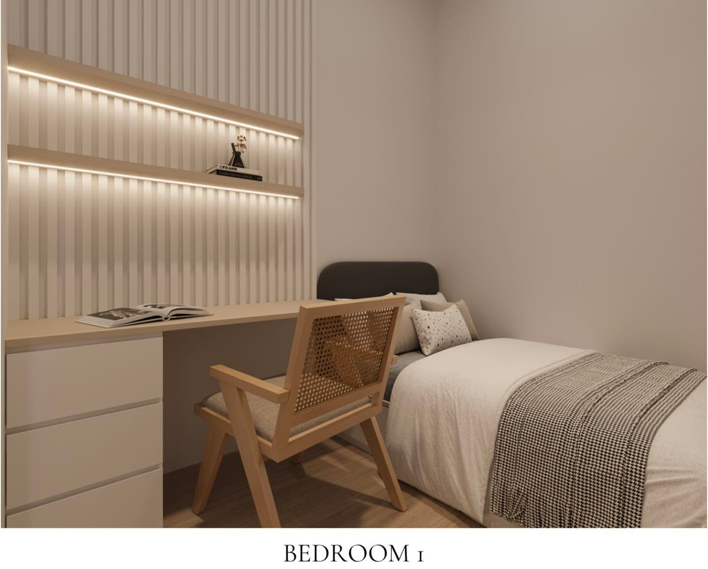 Floor-to-ceiling built-in wardrobe in a Johor Bahru bedroom