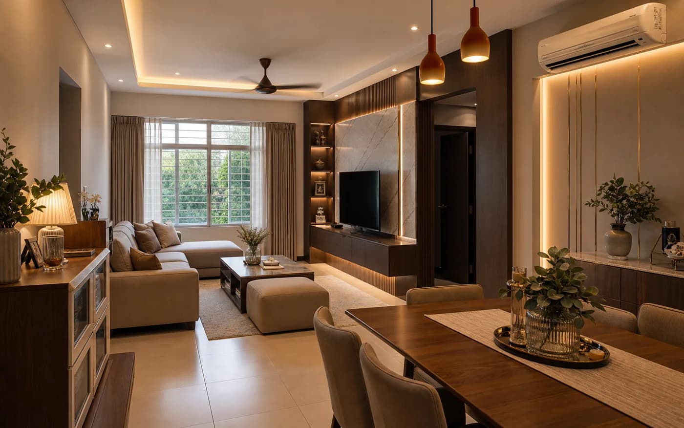 After renovation living and dining room