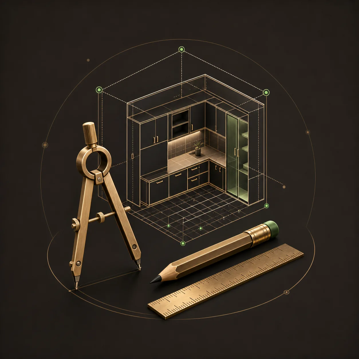 Professional design and 3D planning promise illustration